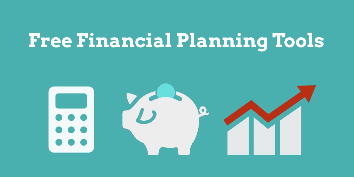 Image of calculator, piggybank, and a graph with a red arrow