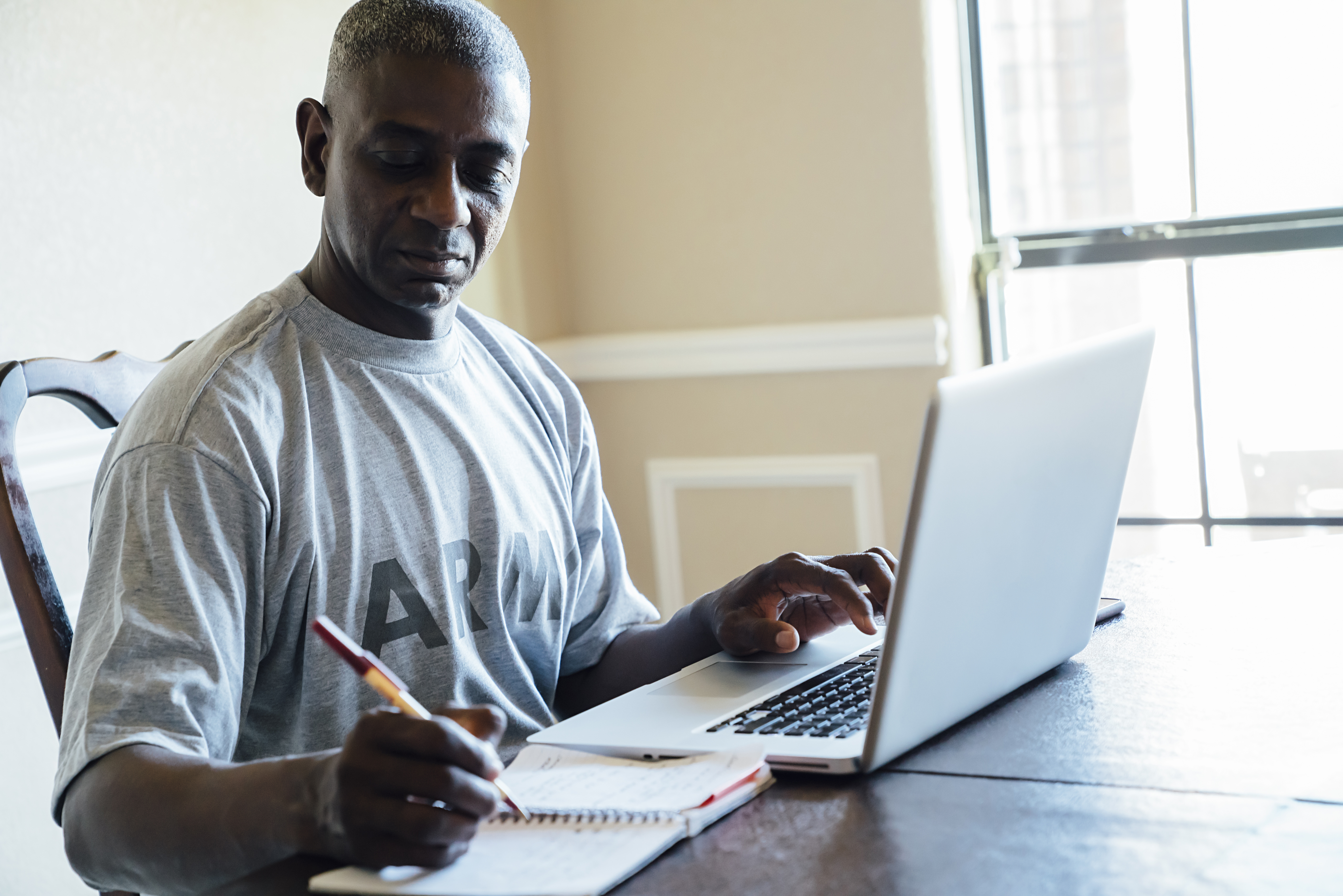 Veteran at computer